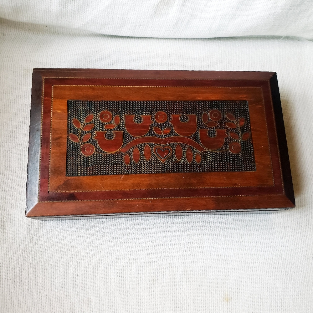 Hand carved wooden box, Polish